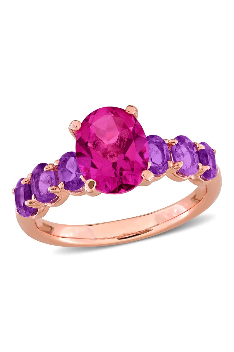 Gemstone Oval Ring Sterling Silver, Main, color, Pink Topaz