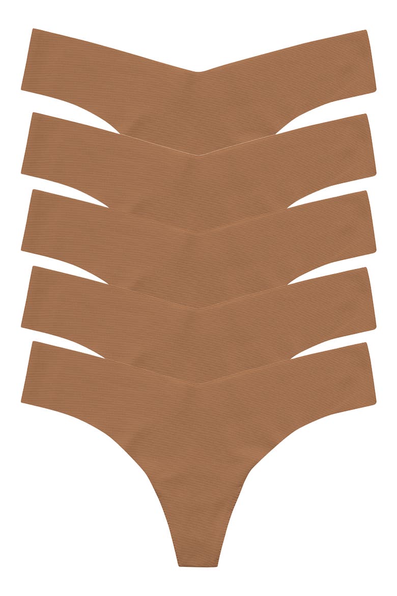 Classic Solid Thong 5-Pack, Main, color, CARAMEL