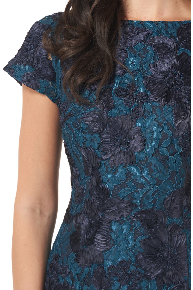 Floral Soutache Lace Sheath Dress, Alternate, color, NAVY TEAL