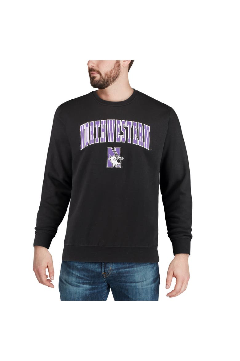 Men's Colosseum Black Northwestern Wildcats Arch & Logo Crew Neck Sweatshirt, Alternate, color, Black