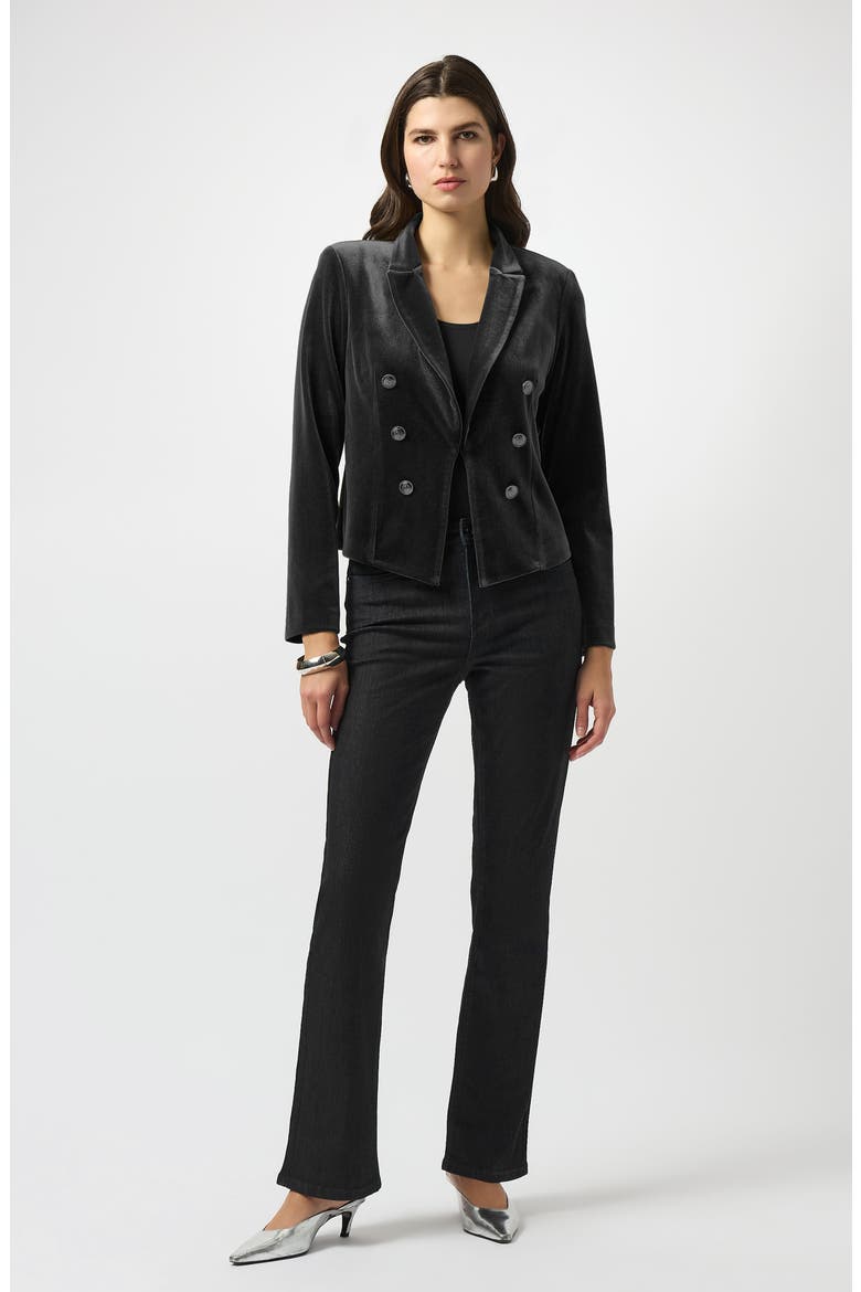 Stretch Velvet Military Blazer, Alternate, color, BLACK