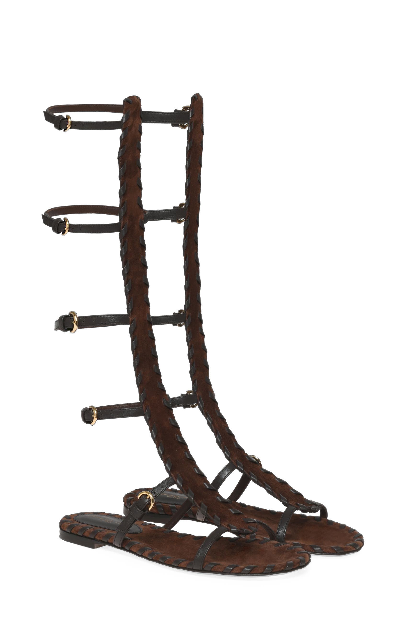 Zaira Gladiator Sandal, Alternate, color, Brown Suede and Lamb leather