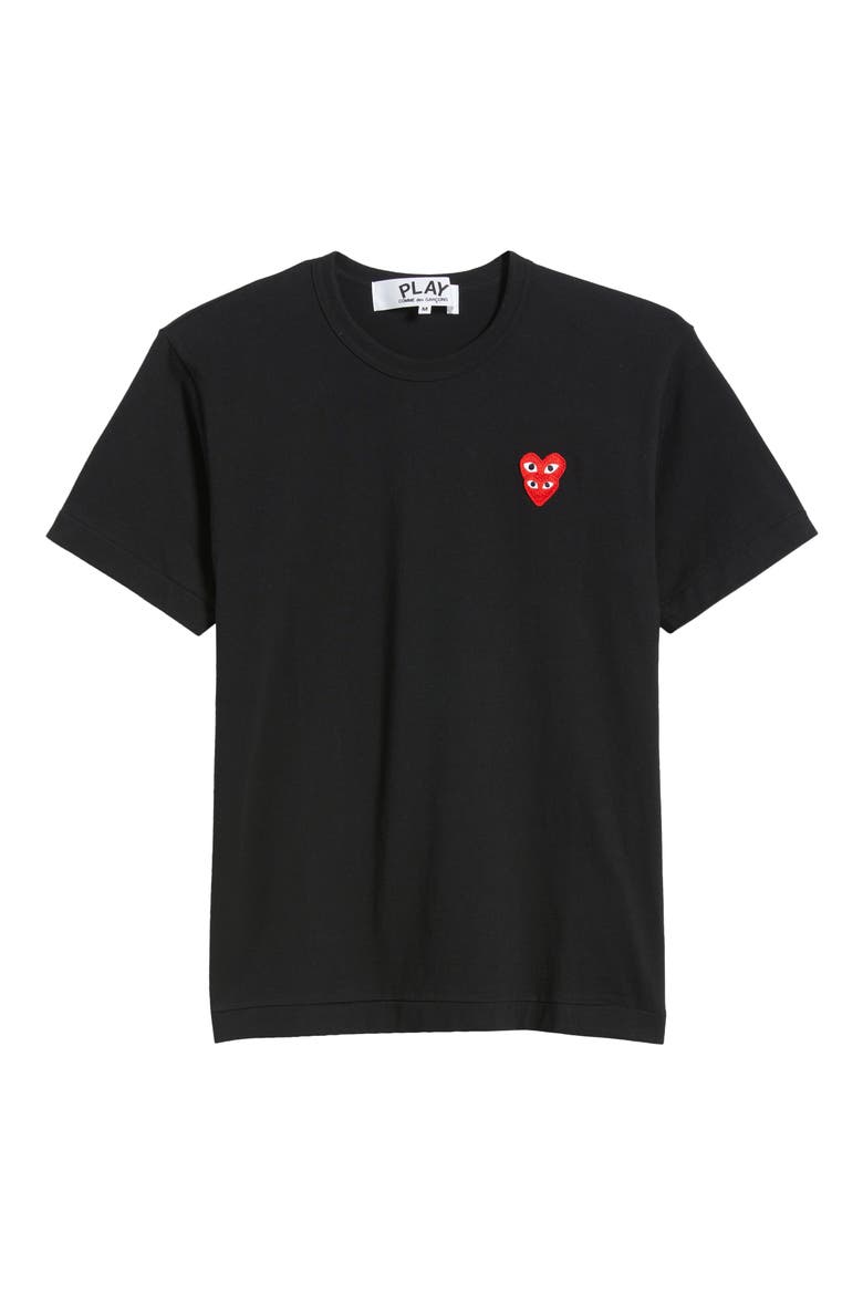 Comme de Garçons PLAY Men's Twin Hearts T-Shirt, Alternate, color, BLACK