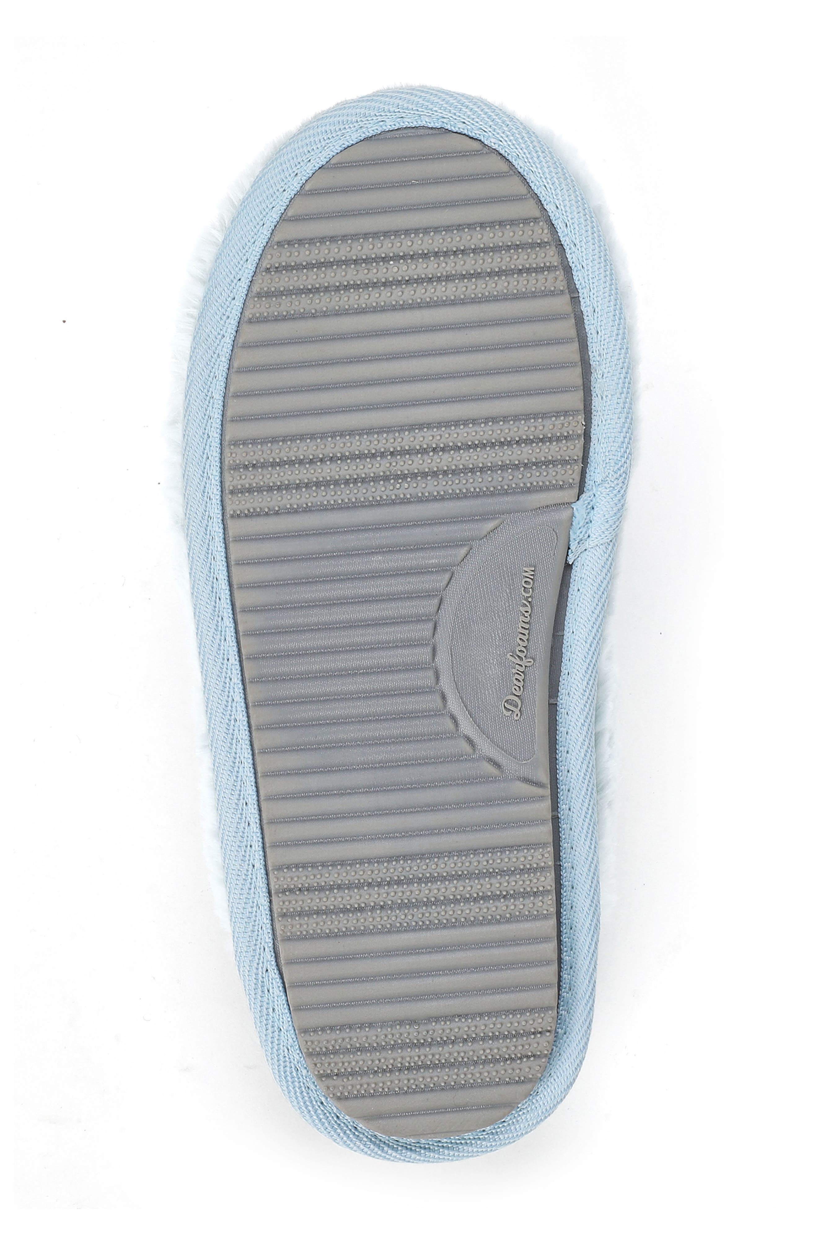 DEARFOAMS Bride Faux Fur Slipper, Alternate, color, Blue Wash