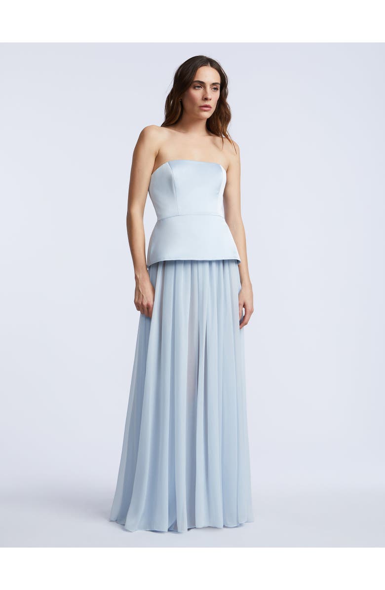 BCBGMAXAZRIA Strapless Peplum Gown, Alternate, color, Skyway