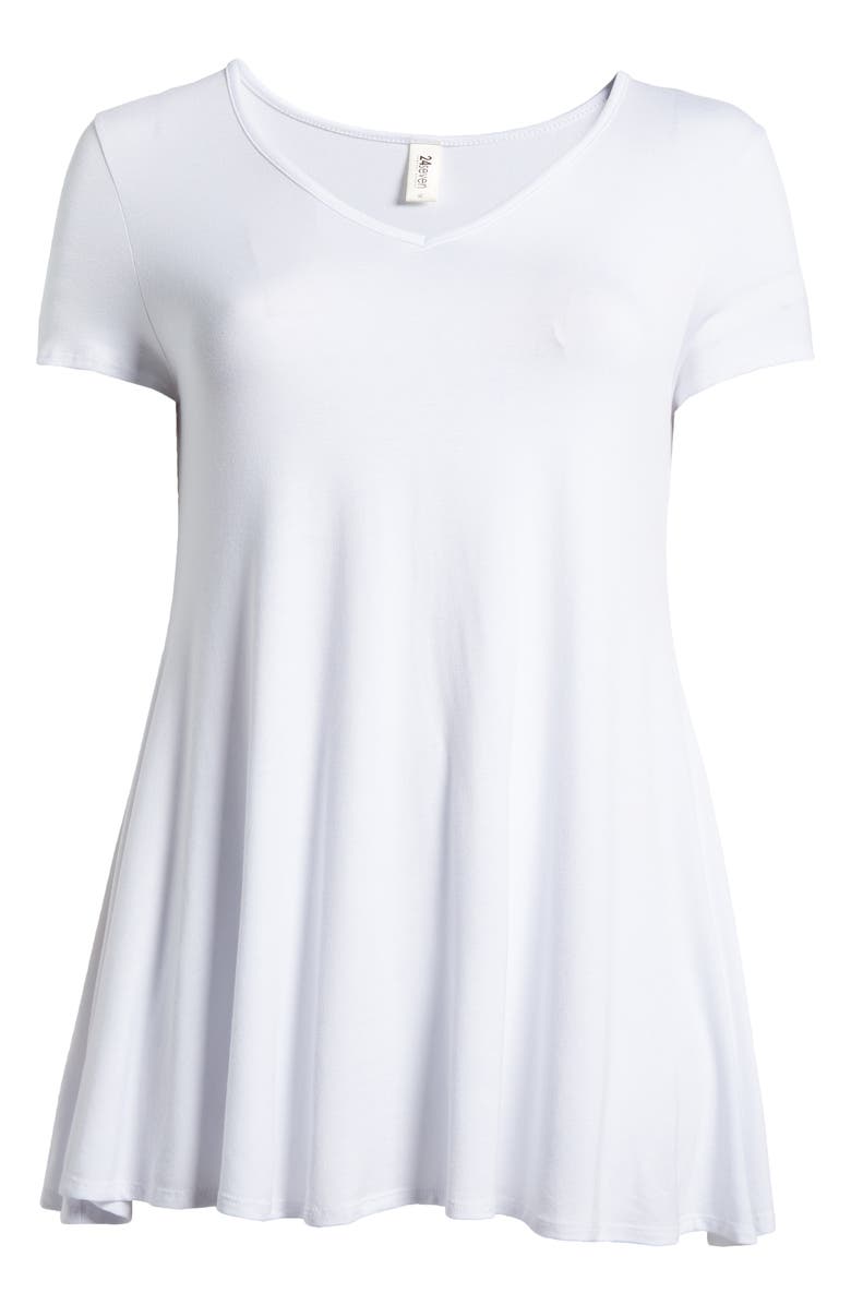 24seven Comfort Apparel V-Neck Jersey Swing Top, Alternate, color, White