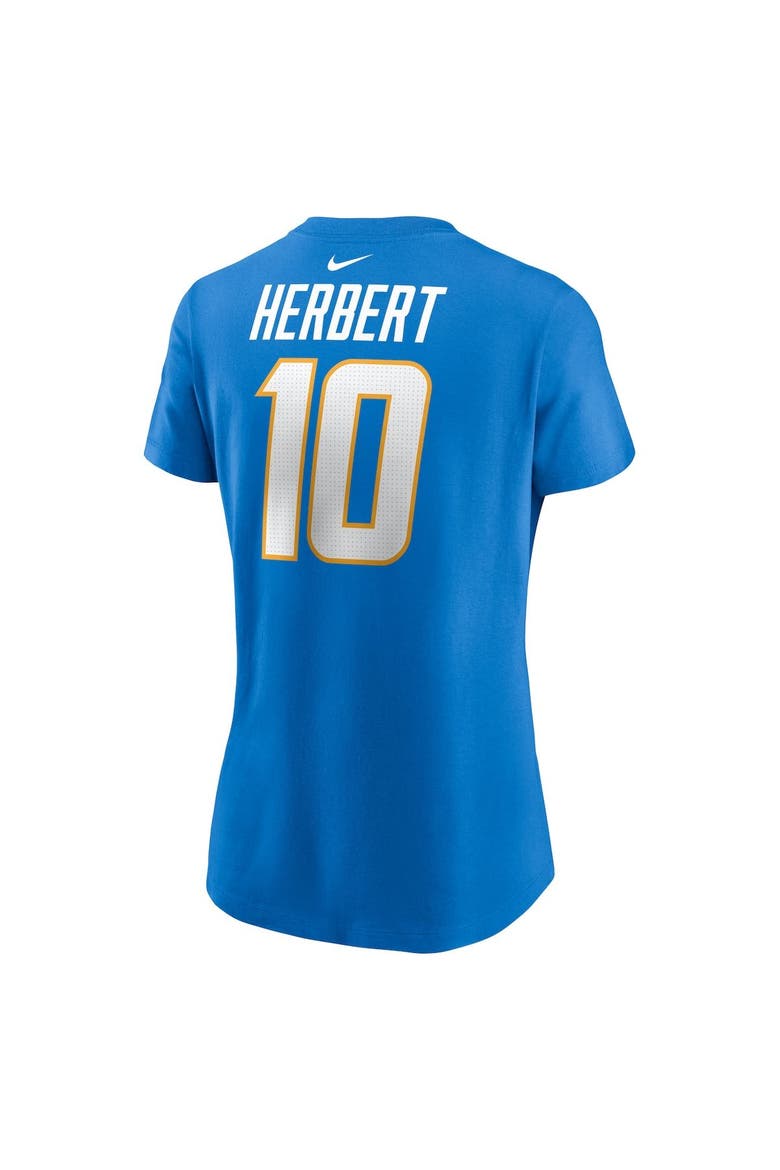 Women's Nike Justin Herbert Powder Blue Los Angeles Chargers Player Name & Number T-Shirt, Alternate, color, Powder Blue
