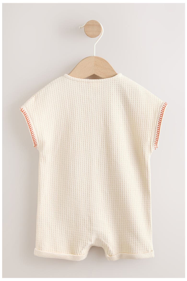 Cotton Jersey Waffle Knit Romper, Alternate, color, NEUTRAL