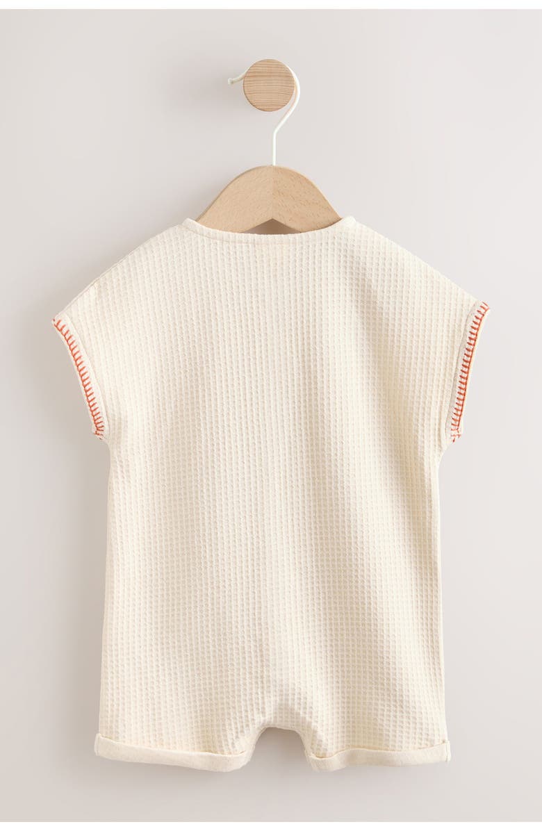 NEXT Cotton Jersey Waffle Knit Romper, Alternate, color, Neutral