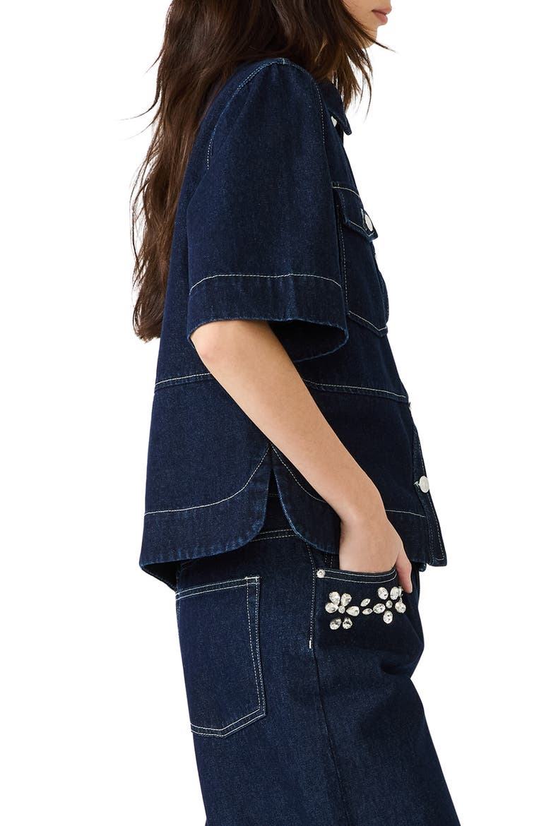 Eliana Denim Shirt, Alternate, color, BIJOU BLUE