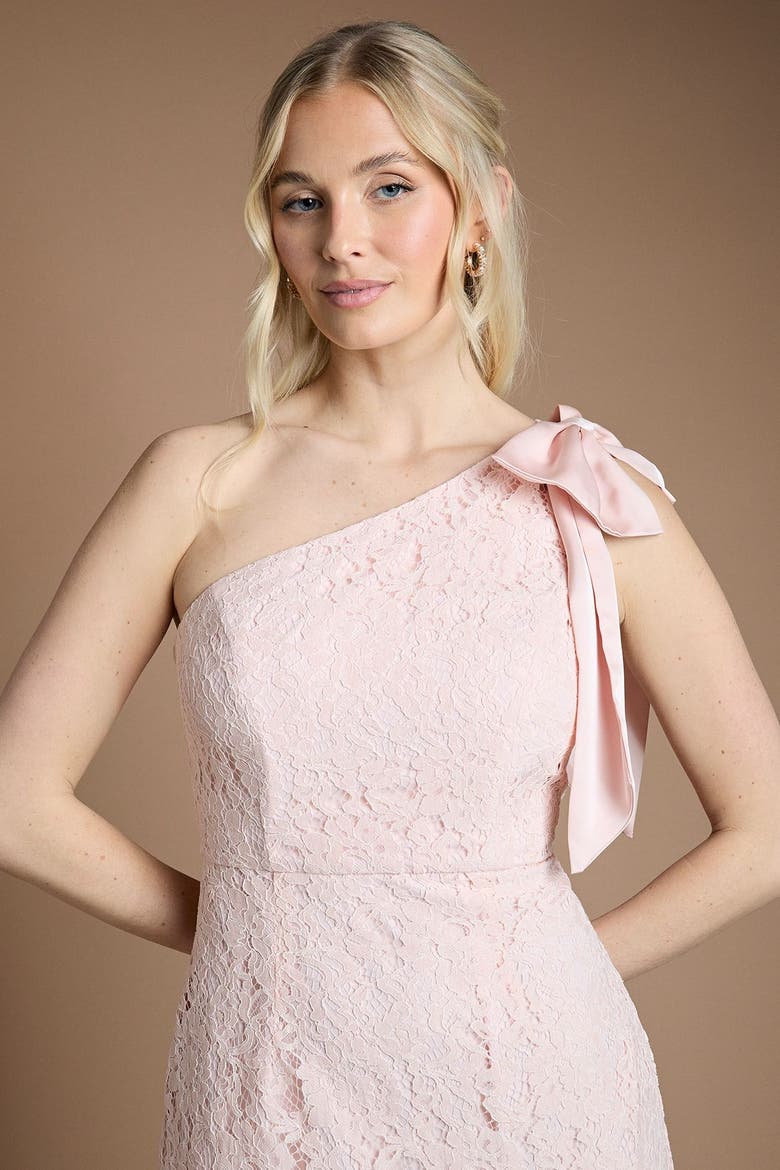 One Shoulder Lace Maxi Dress, Alternate, color, Blush