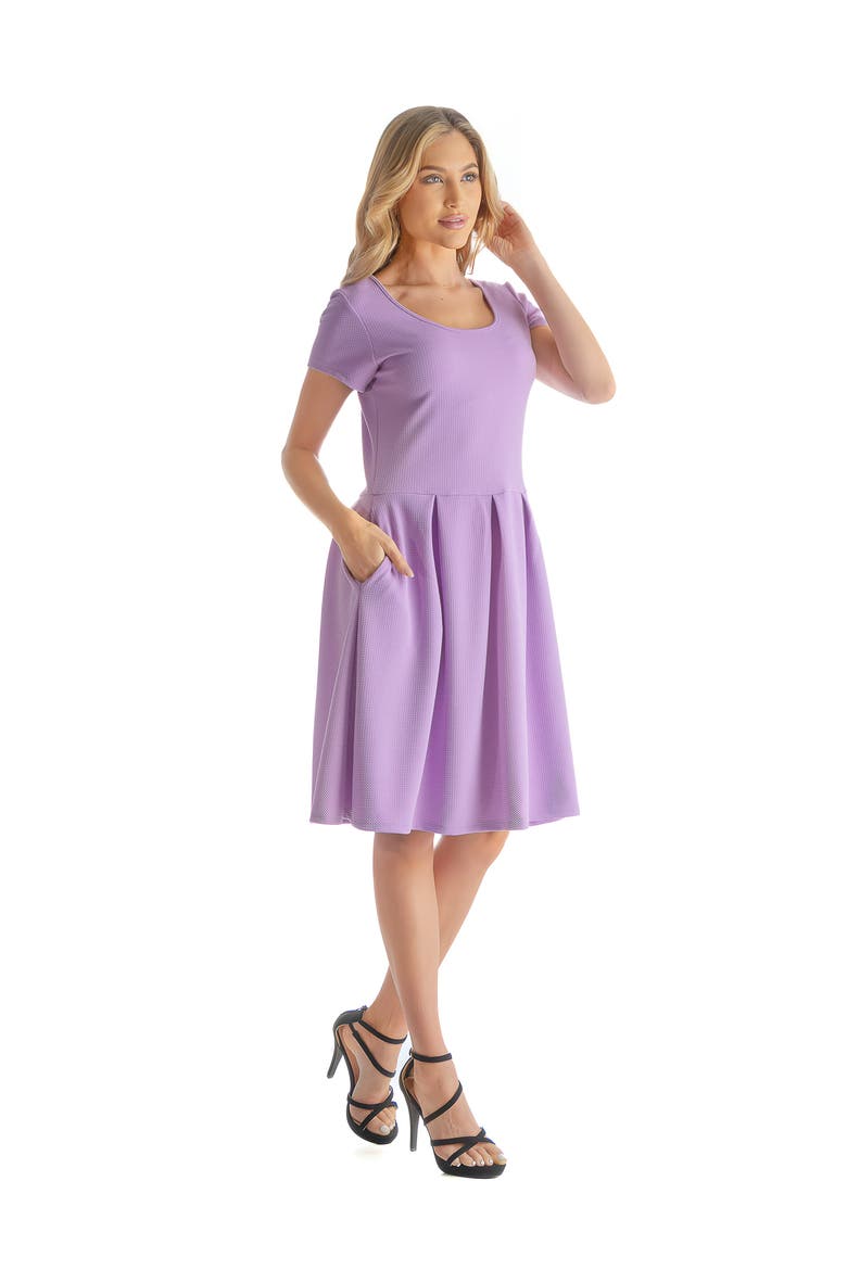 Scoop Neck Knee Length Pleated Pocket Dress, Alternate, color, Lilac