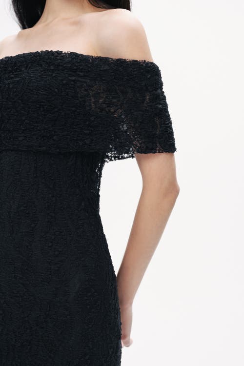 Shop Nocturne Off-the-shoulder Lace Maxi Dress In Black