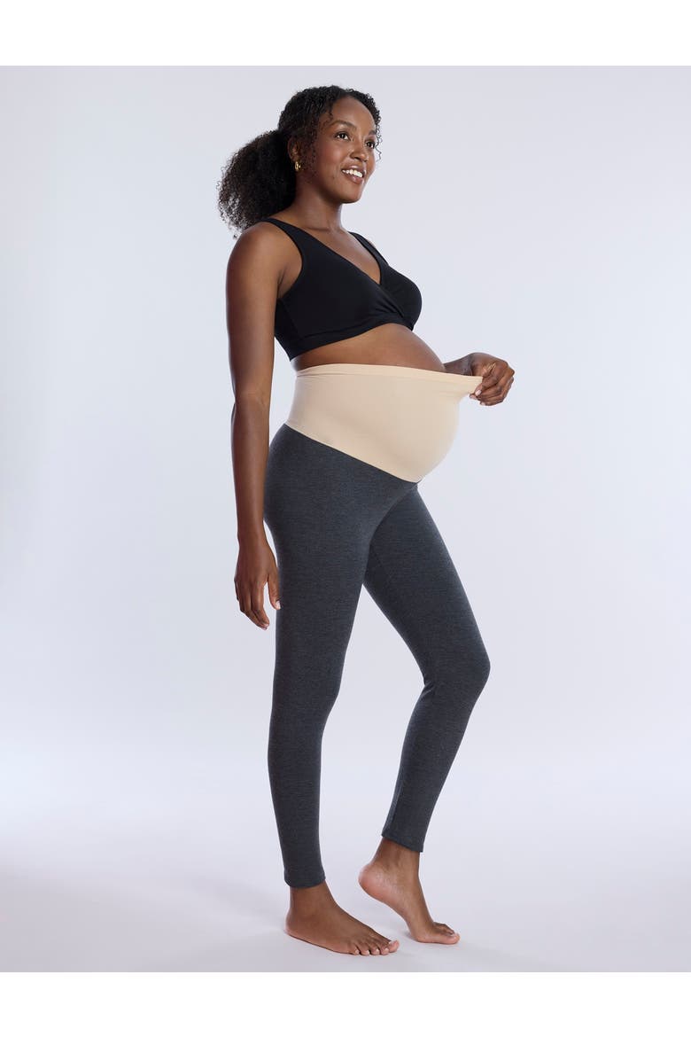 Essential Stretch Secret Fit Over the Belly Maternity Tights, Alternate, color, Charcoal