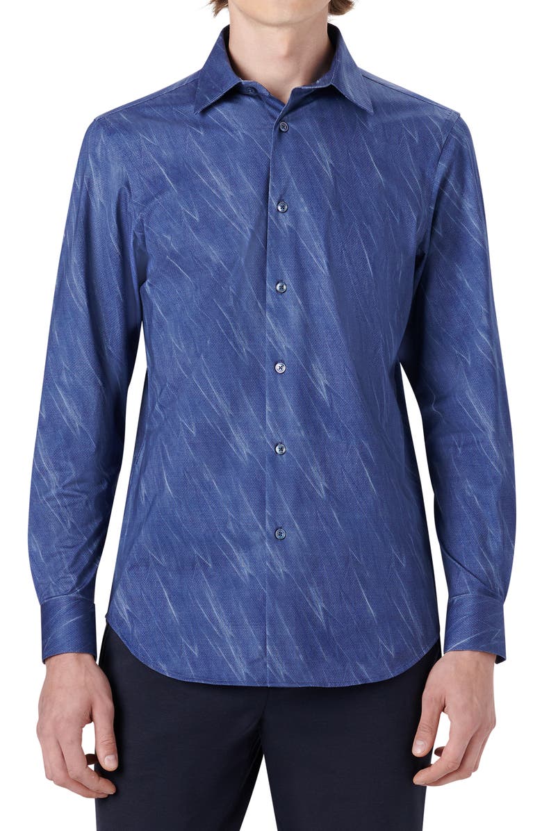 Bugatchi OoohCotton<sup>®</sup> Airbrush Print Button-Up Shirt, Main, color, 