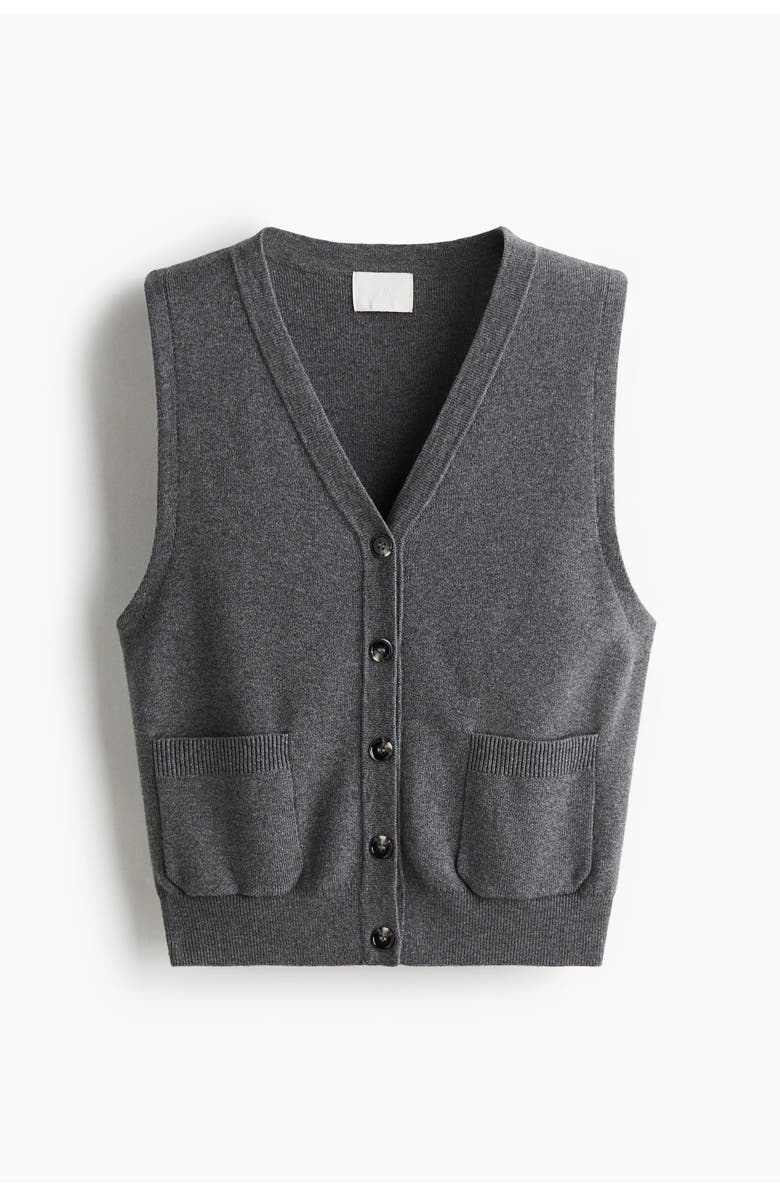 H&M Fine-knit Waistcoat, Main, color, Dark Gray Melange