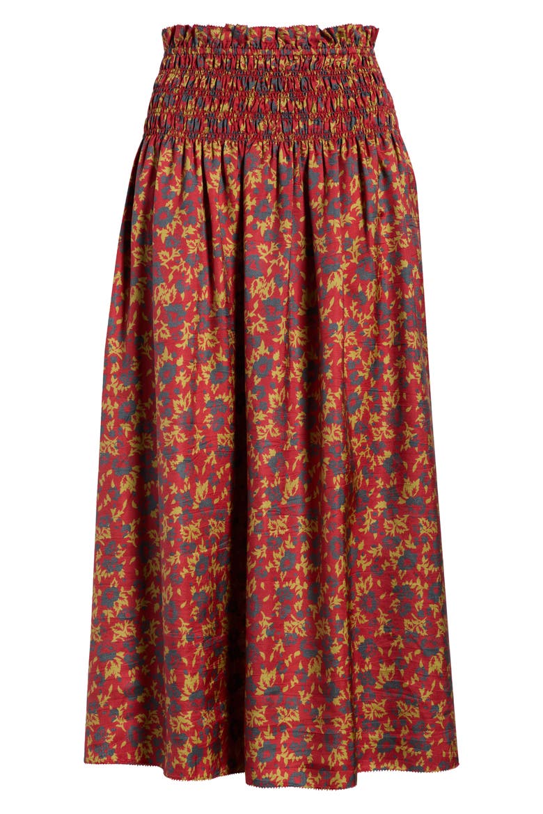 Canary Silk Midi Skirt, Alternate, color, GUILDED POPPY