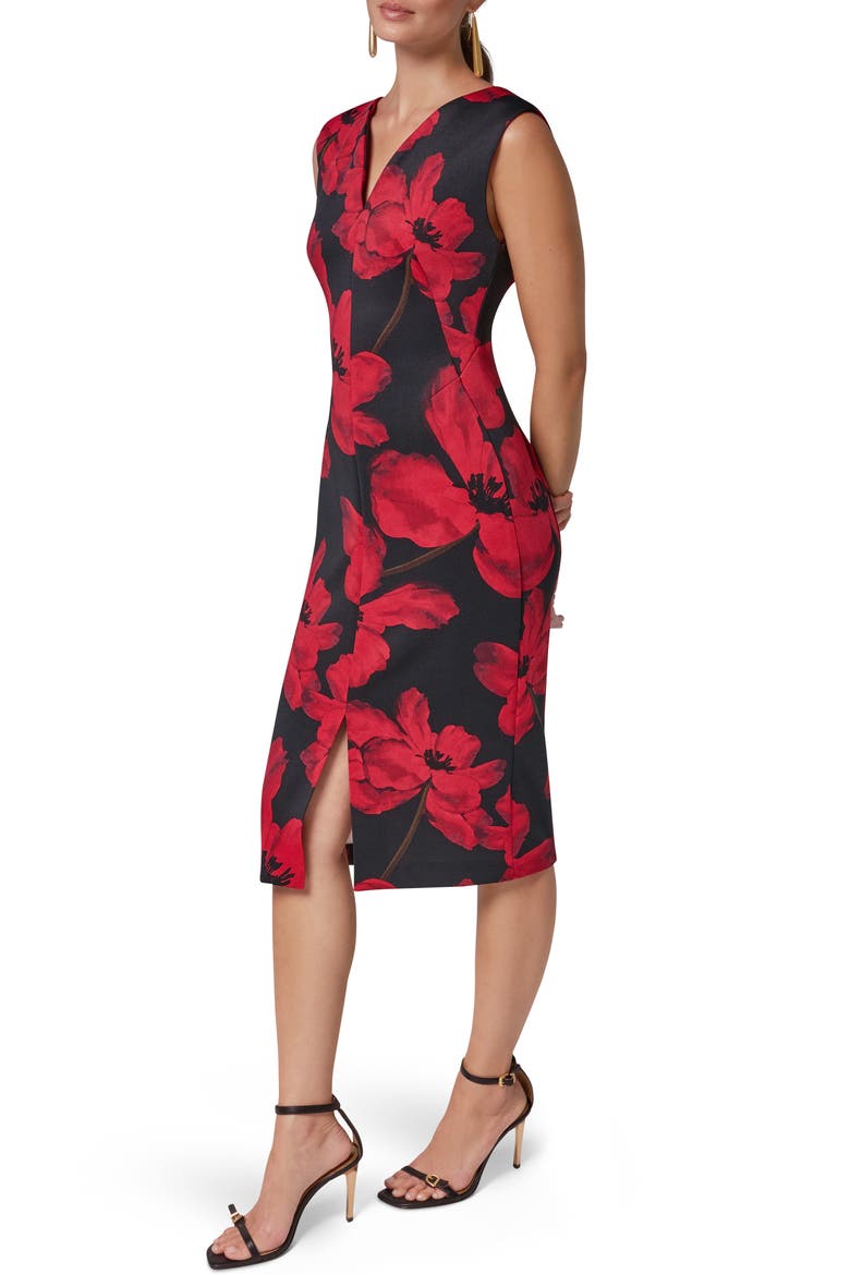 Floral Print Sleeveless Sheath Dress, Alternate, color, BLK/ RED VE
