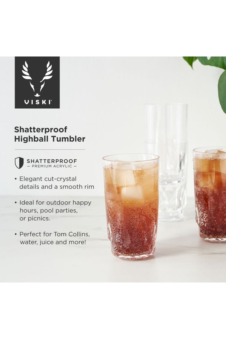 Shatterproof Acrylic Highball Tumblers Set of 4, Alternate, color, Clear