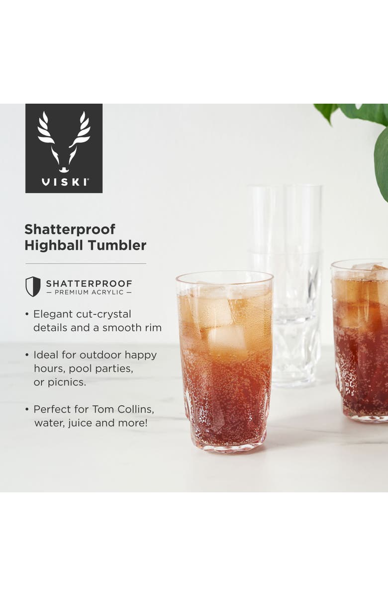 Viski Shatterproof Acrylic Highball Tumblers Set of 4, Alternate, color, Clear