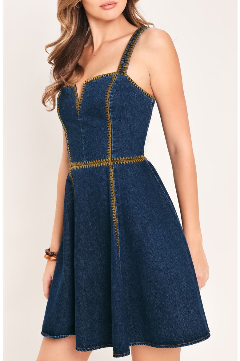 Denim Fit & Flare Dress, Alternate, color, INDIGO DENIM