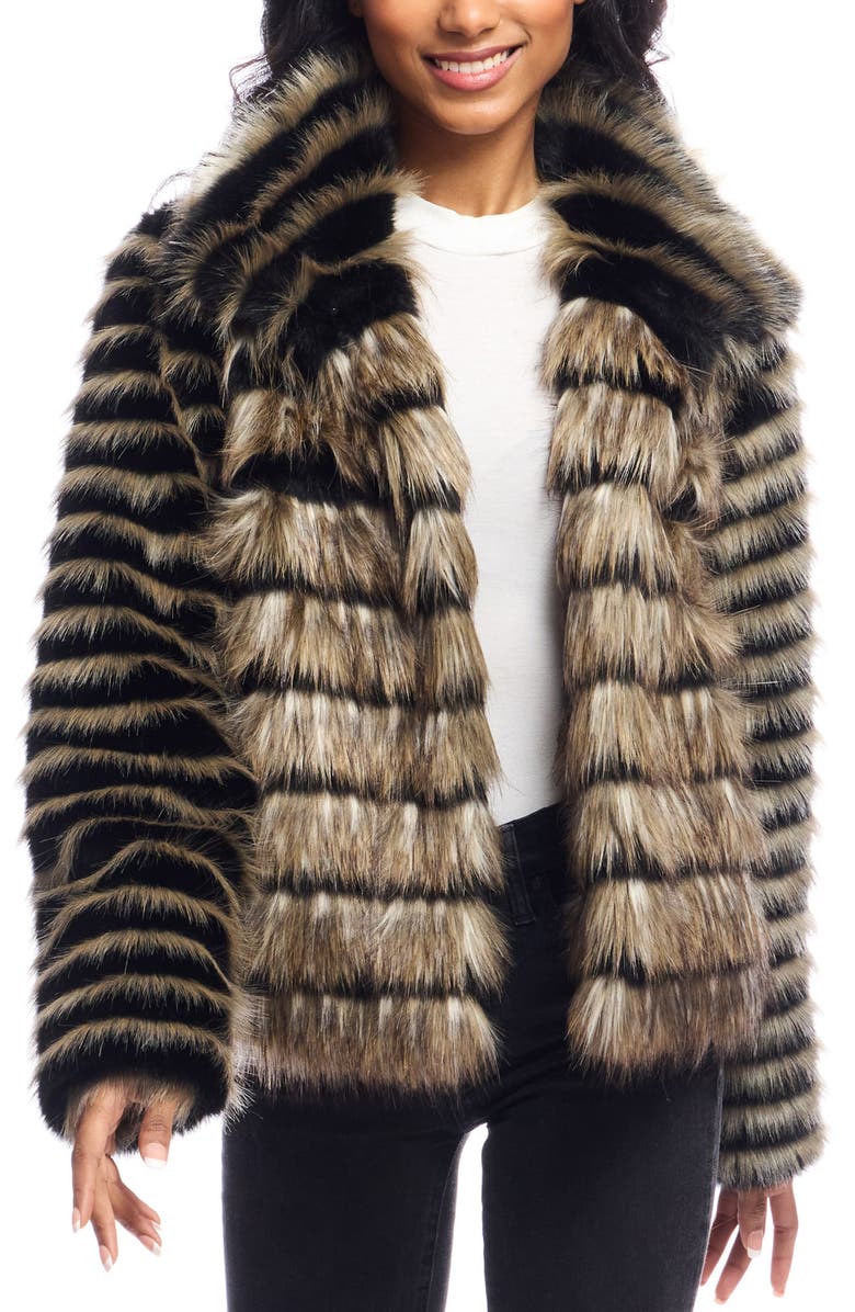 DONNA SALYERS FABULOUS FURS Front Row Faux Fur Jacket, Main, color, Brown Multi
