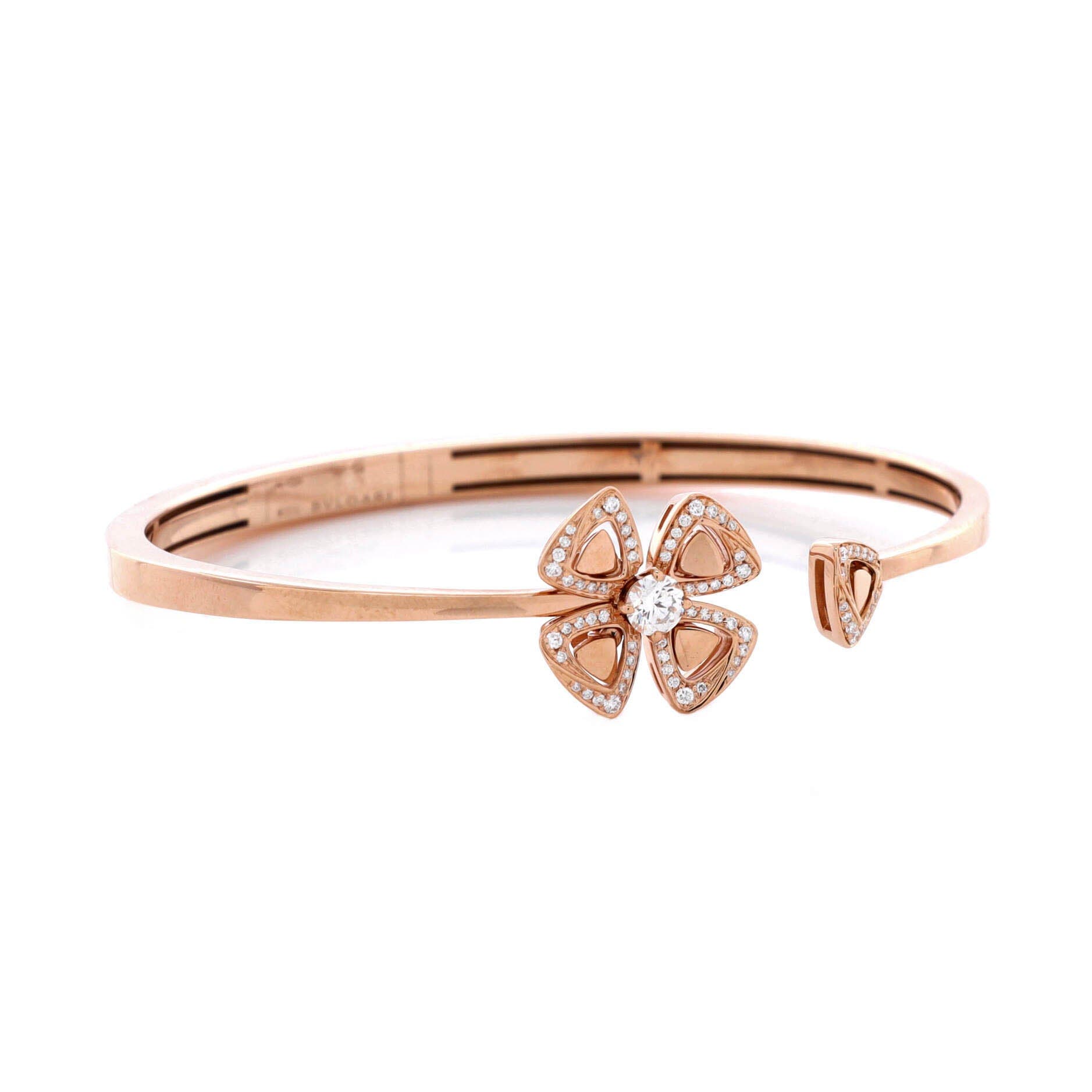 Fiorever Bangle Bracelet 18K Rose Gold with Pave Diamonds, Alternate, color, Metallic Gold