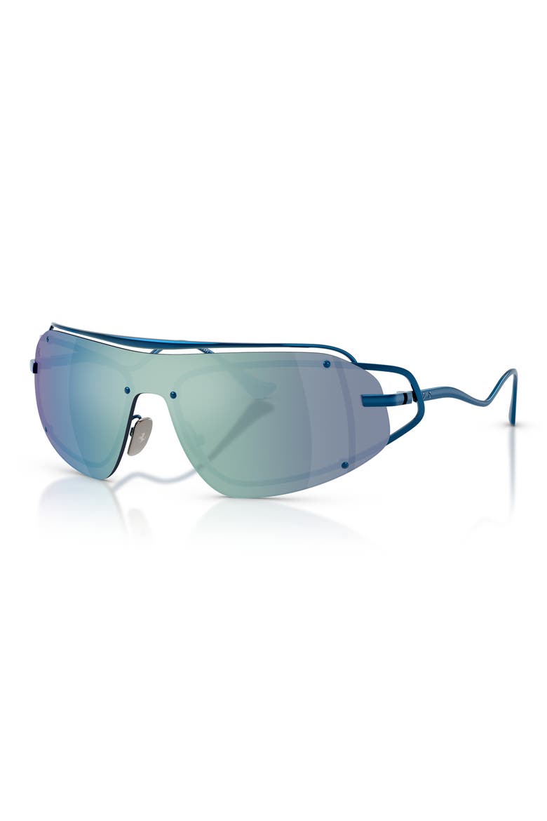 32mm Small Mirrored Rectangular Sunglasses, Alternate, color, BLUE / MIRROR BLUE