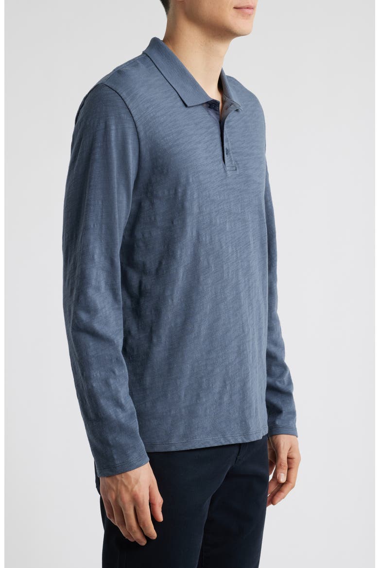 Slub Cotton Long Sleeve Polo, Alternate, color, VENICE BLUE