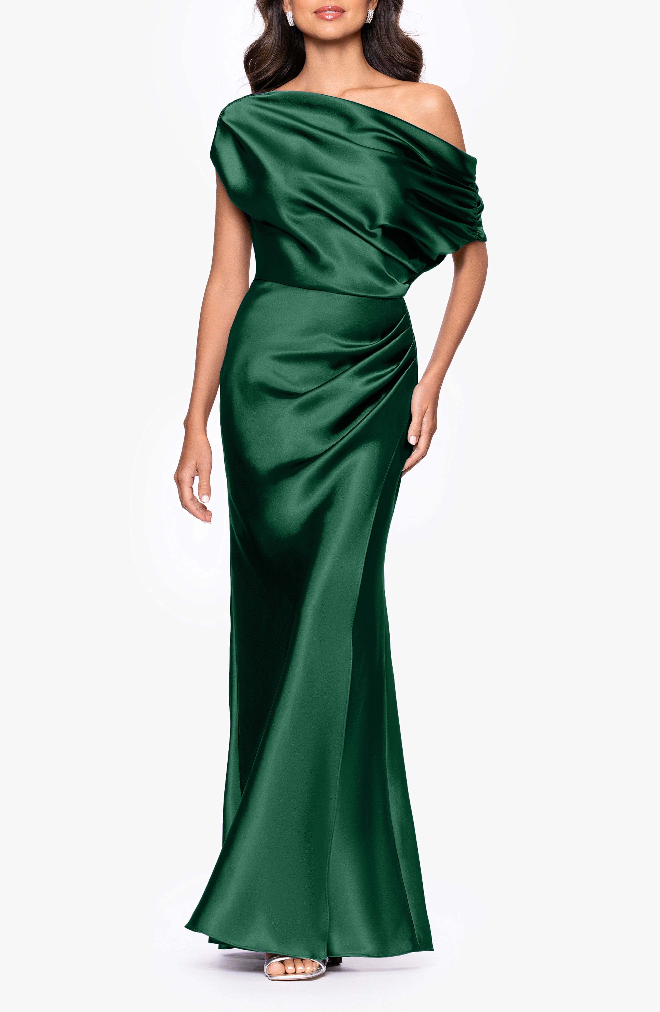 One-Shoulder Satin Sheath Gown
