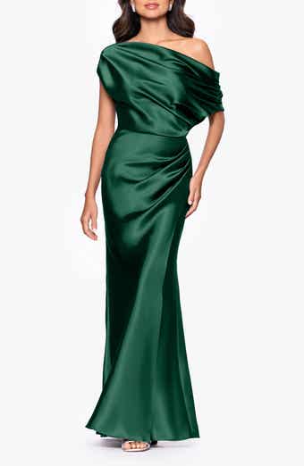 One-Shoulder Satin Sheath Gown