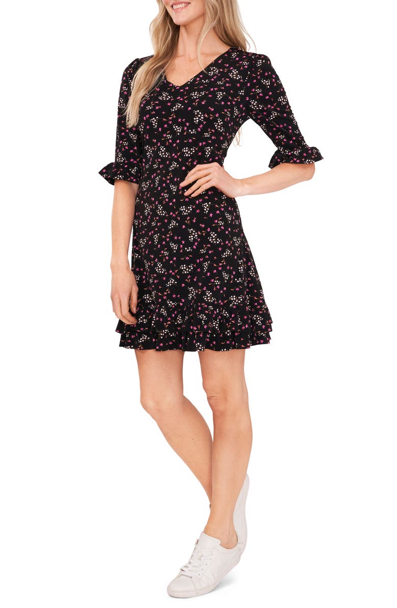 CeCe Ruffle Elbow Sleeve A-Line Dress, Main, color, 