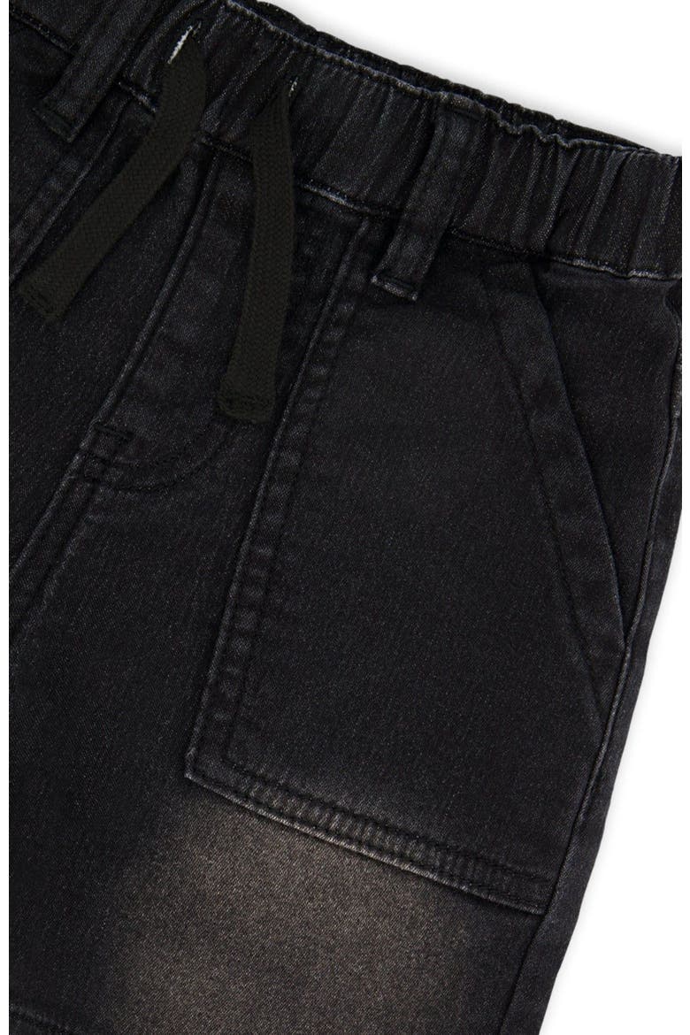 French Terry Elastic Waist Drawstring Denim Shorts, Alternate, color, Denim Grey