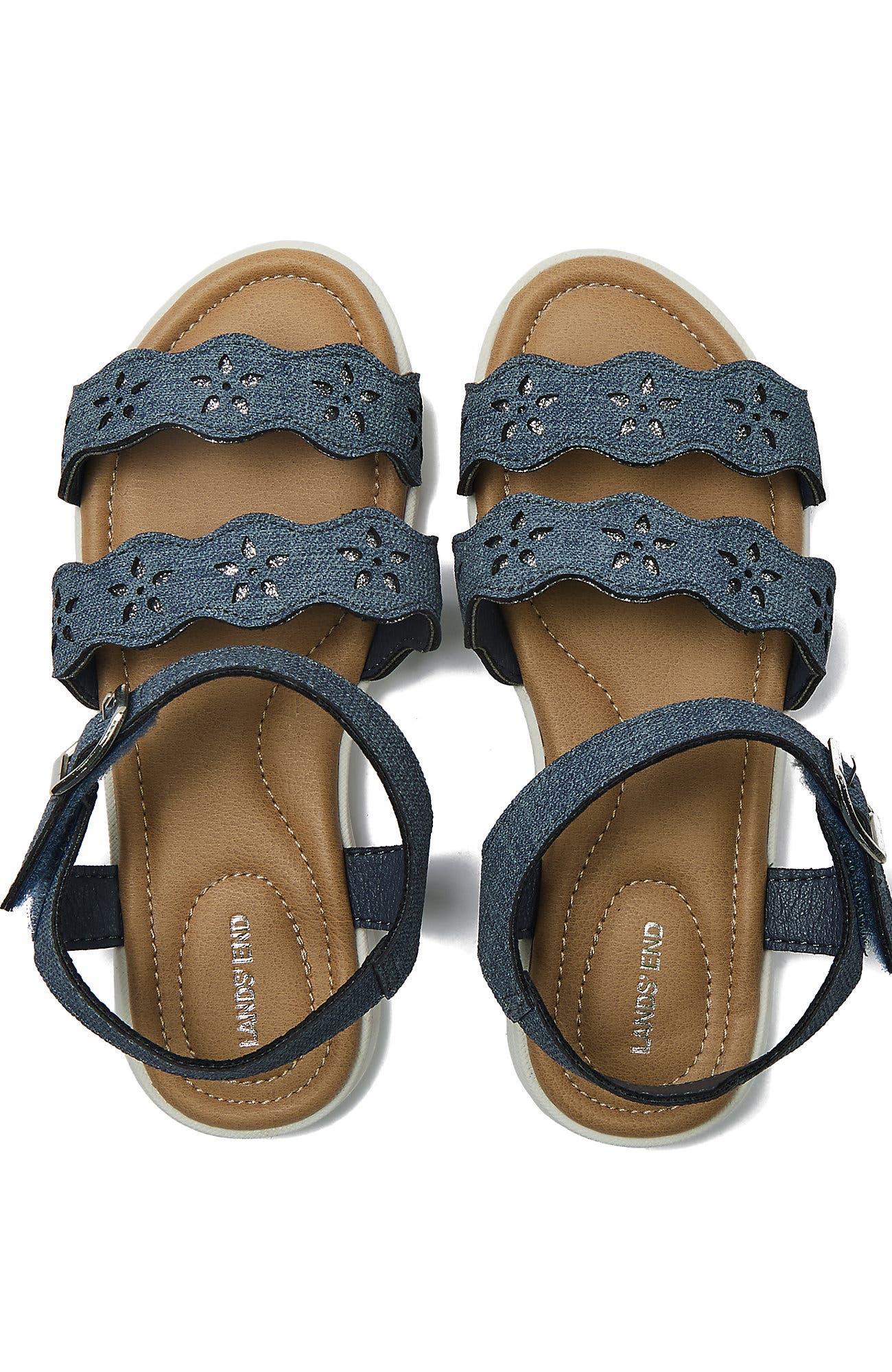 Lands' End Girls Easy On Flower Sandals, Alternate, color, Blue