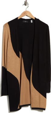 T Tahari Colorblock Open Front Cardigan