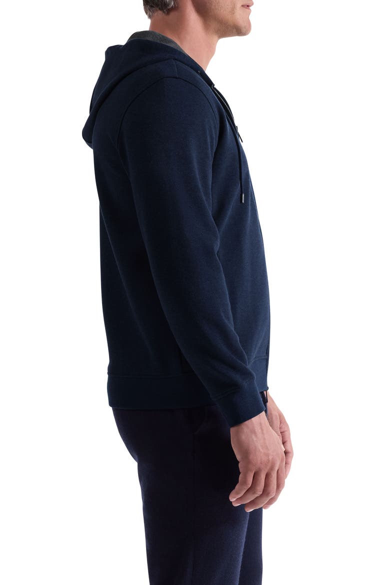 Piqué zip-Up Hoodie, Alternate, color, NAVY