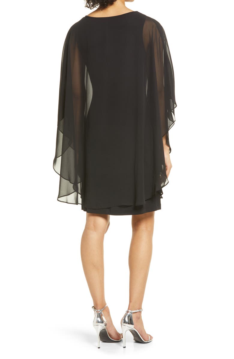 Connected Apparel Chiffon Overlay Cape Dress, Alternate, color, 