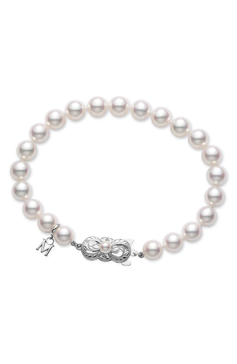 Mikimoto Essential Elements Pearl Bracelet, Main, color, White Gold/ Pearl