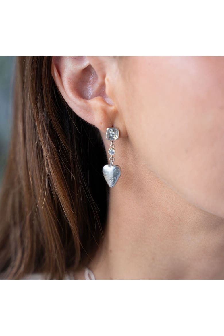 Heart Dangle Earrings, Alternate, color, Silver