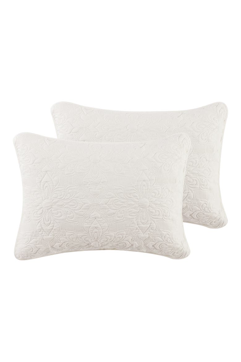Caroline Embossed Floral Quilt Set, Alternate, color, WHITE