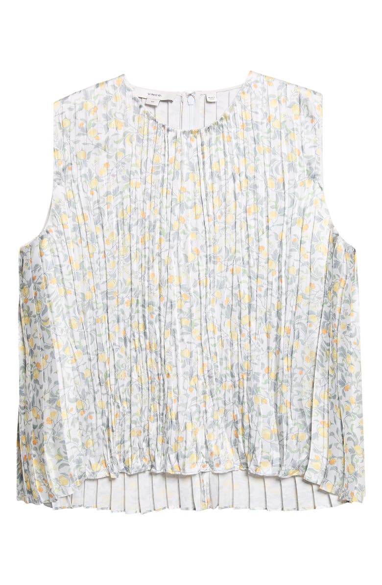 Vince Citrine Bloom Pleated Sleeveless Top, Main, color, Off White/Sun