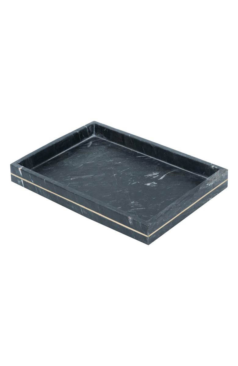 R16 HOME Marble Tray, Main, color, Black/ Brass