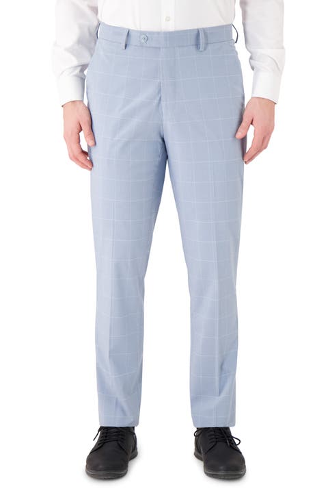 Vince Flat Front Windowpane Check Stretch Dress Pants