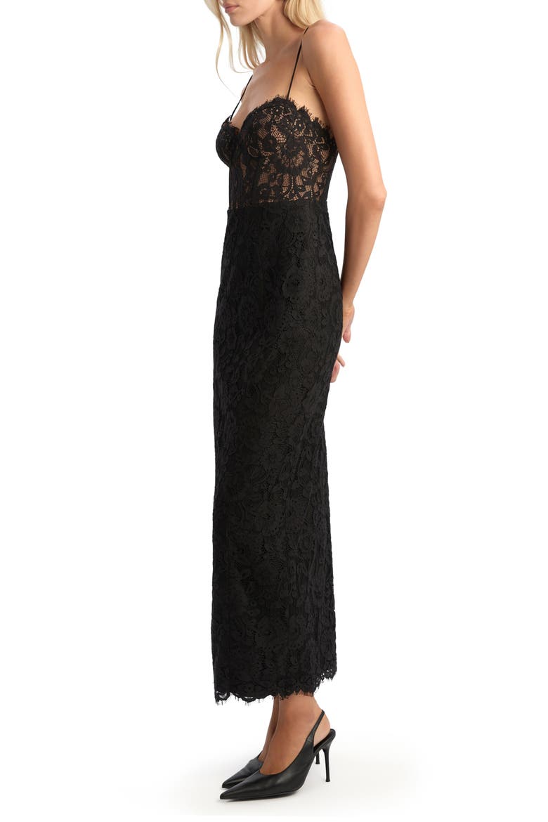 Blaine Lace Midi Dress, Alternate, color, BLACK