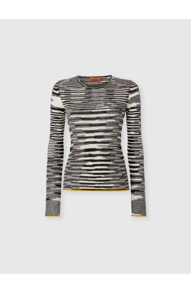 Missoni Crew Neck Sweater With Flame Pattern In Cashmere Blend, Main, color, Black & White