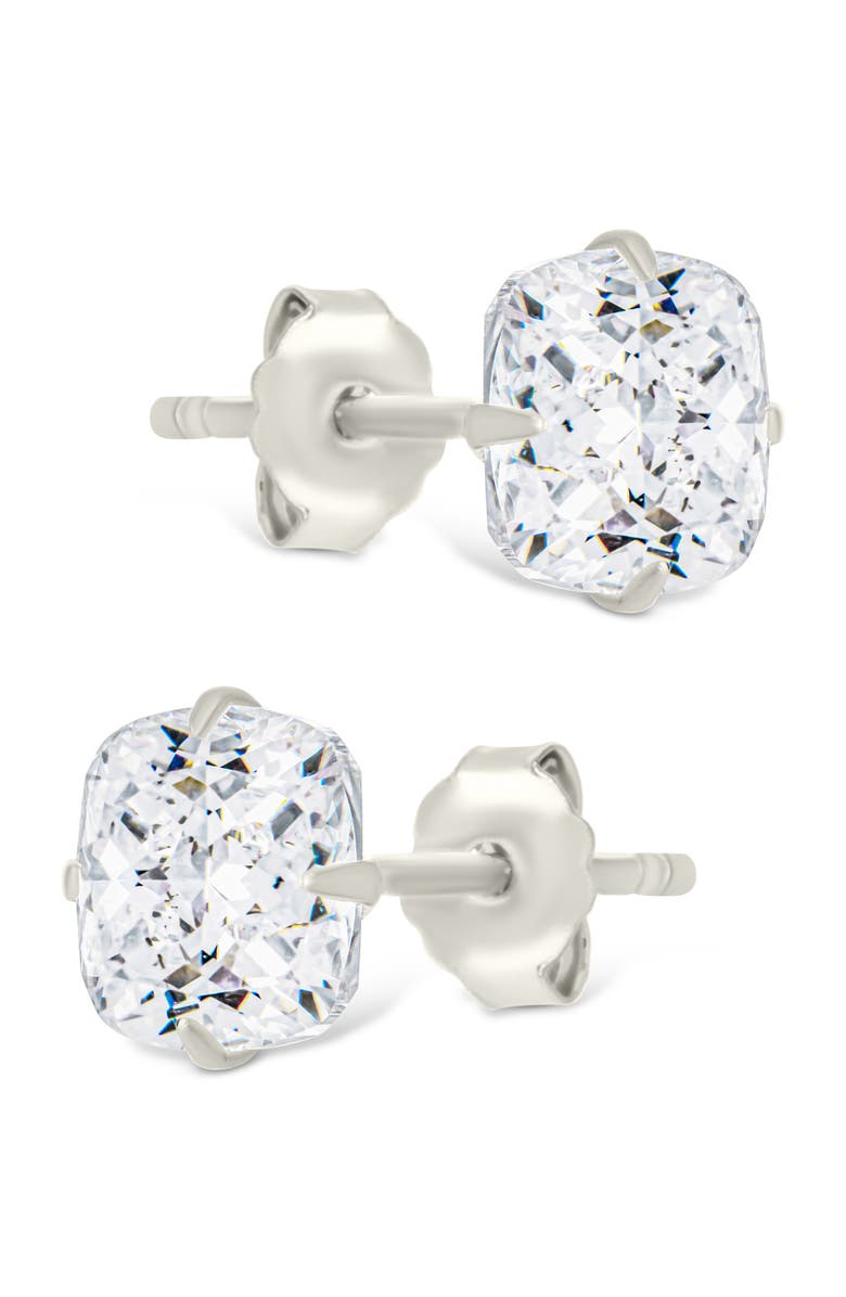 Sterling Forever Cushion-Cut Cubic Zirconia Stud Earrings, Alternate, color, Silver