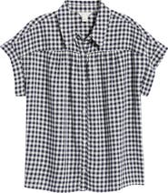 Caslon® Short Sleeve Linen Blend Button-Up Shirt