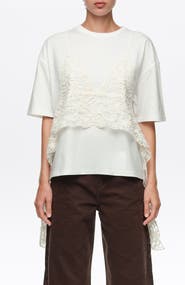 BIMBA Y LOLA Lace Overlay Boxy T-Shirt