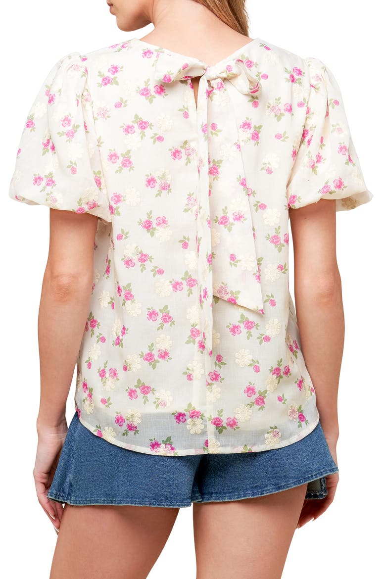 Textured Floral Print Top, Alternate, color, CREAM