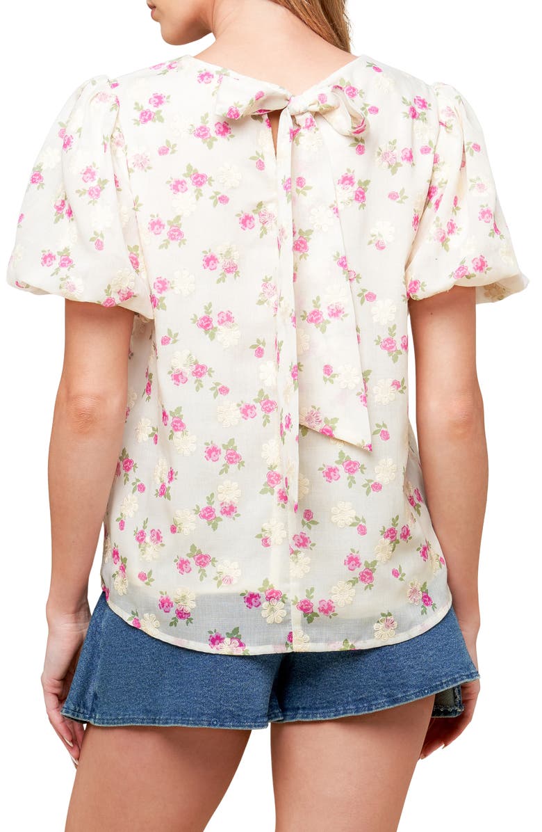 FLYING TOMATO Textured Floral Print Top, Alternate, color, Cream